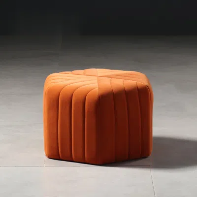 Homary 18.5" Wide Velvet Pouf Ottoman Hexagonal Ottoman In Orange