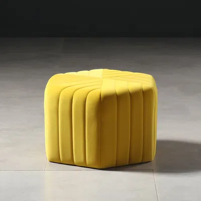 Homary 18.5" Wide Velvet Pouf Ottoman Hexagonal Ottoman In Yellow