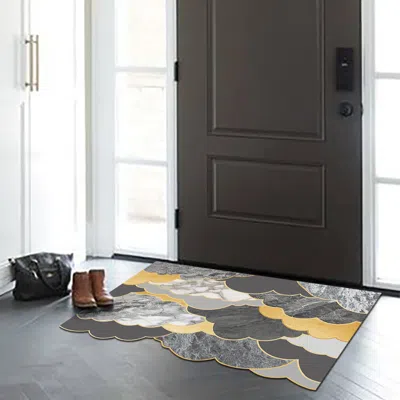Homary 2' X 3' Morden Creat Novelty Non-slip Front Door Mat Pvc Stain Resistant Entryway Rug In Black