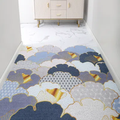 Homary 2' X 3' Morden Luxury Novelty Non-slip Front Door Mat Pvc Entryway Rug In Blue