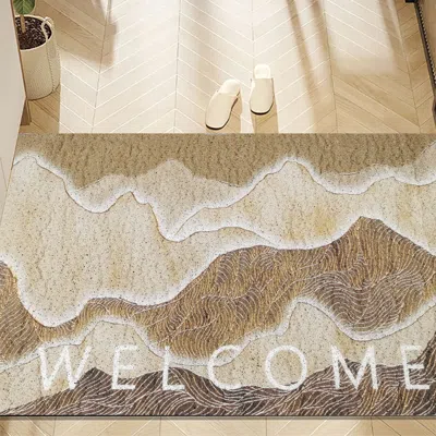 Homary 2' X 3' Natural Scenery Morden Novelty Non-slip Front Door Mat Pvc Entryway Rug In Brown