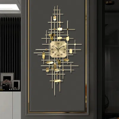 Homary 21.7" 3d Gold Fashion Metal Oversized Wall Clock Luxury Home Decor In Silver