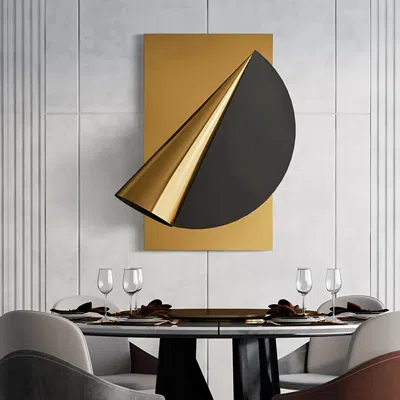 Homary 23.6" Gold & Black Geometric Metal Wall Decor Background Hand-forged Art For Living Room In Multi