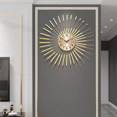 Homary 24" Glam Oversized Golden Wall Clock With Helical Shape Metal Frame
