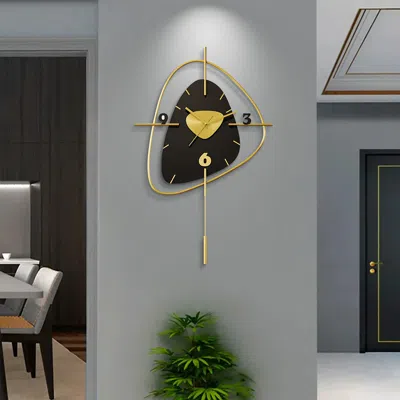 Homary 25" Black Creative Scandinavian Wall Clock Metal Pendulum Home Clock For Living Room