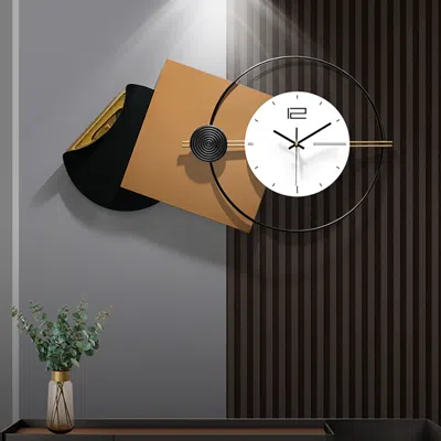 Homary 29.9" Modern 3d Geometric Metal Digital Silent Wall Clock Oversized Wall Decor For Living Room In Black