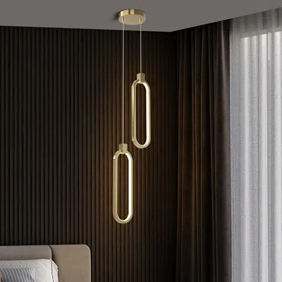 Homary 2-light Pendant Light Geometrical Shape Ceiling Light Adjustable Height In Gold
