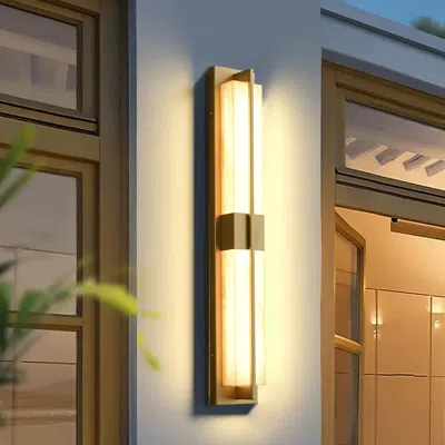 Homary 31" Gold Led Outdoor Wall Lighting Modern Waterproof Ip65 Outside Wall Sconce For House