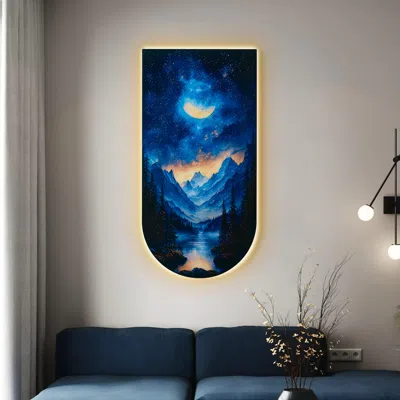Homary 31.5" Galaxy Wall Hanging With Warm Led Light & Remote Control In Blue