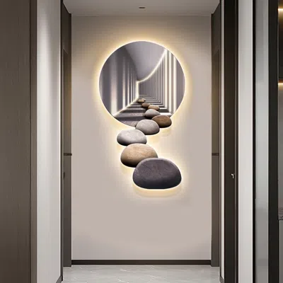 Homary 31.5" Led Acrylic Modern Abstract Stone Corridor Wall Art Decor Living Room & Bedroom In Multi