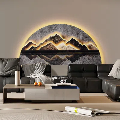 Homary 31.5" Modern Abstract Led Lighting Wall Decorative Painting Living Room Decorative In Black
