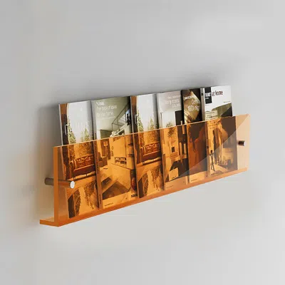 Homary 31.5" Modern Acrylic Wall Mounted Floating Shelf Book Storage Display Rack In Orange