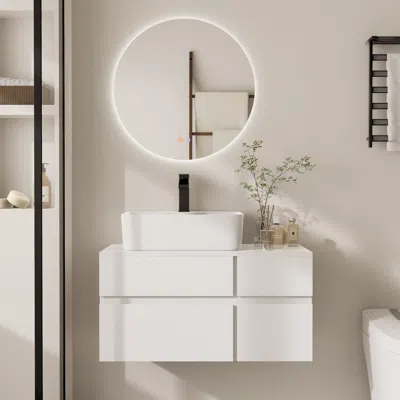 Homary 31.5" White Bathroom Vanity & 24" Led Bathroom Vanity Mirror Set