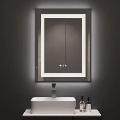 Homary 31.5" X 23.6" Touch Control Frameless Rectangle Led Bathroom Mirror With Anti-fog & Bluetooth Speake In Gray