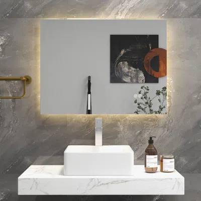 Homary 32" X 24" Rectangular Wall Mounted Led Bathroom Vanity Mirror Anti-fog Frameless Backlit In White