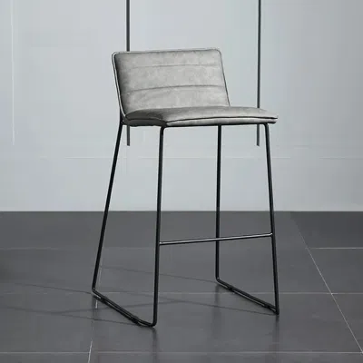 Homary 32.3" Counter Stool Bar Stool With Backrest Pu Leather Upholstery Sled Counter Chair In Gray