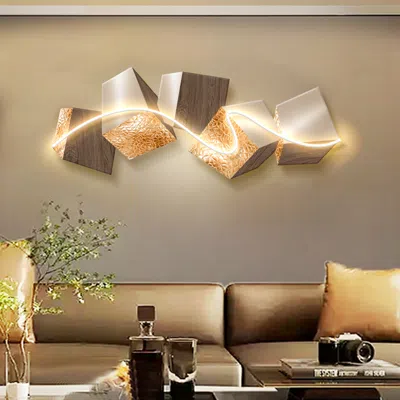 Homary 39.4" Led Acrylic Abstract Geometric Wall Decor Modern Art Living Room Bedroom In Multi
