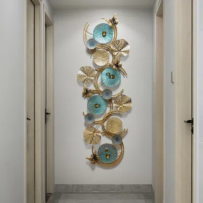 Homary 3d Lotus Leaves Wall Decor Home Luxury Metal Wall Art In Multi