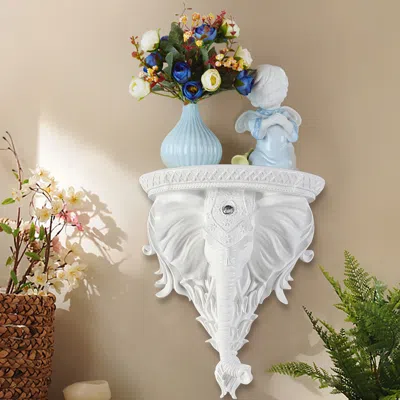 Homary 3d Traditional White Resin Elephant Wall Mounted Shelves Floating Art Wall Shelf