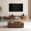 Homary 47" Walnut Coffee Table Rectangular Block Living Room Table With Storag Walnut Rectangle Extendable  In Brown
