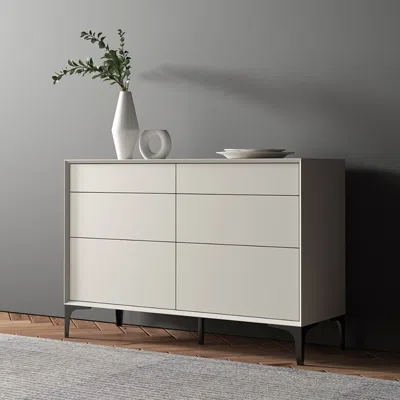 Homary 47.2" Minimalist Off White Dresser Accent 6-drawer Cabinet