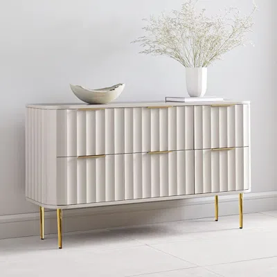 Homary 47"w Modern 6-drawer White Bedroom Dresser For Storage In Gold
