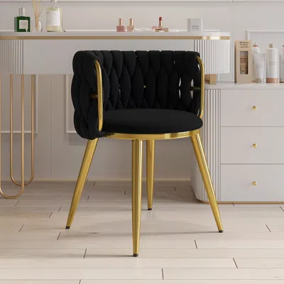 Homary 4-piece Nordic Black Barrel Back Dining Chair Round Accent Chair With Velvet Upholstery