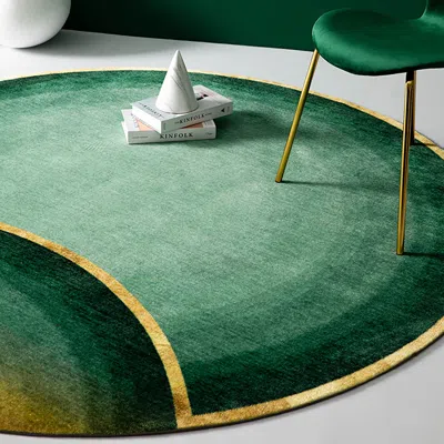 Homary 5' X 5' Modern Round Nylon Area Rug Multi-color Designer Rugs Living Room In Green