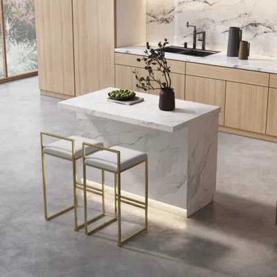 Homary 50" Kitchen Lsland Wood Storage Kitchen Cabinet With Light Japandi White