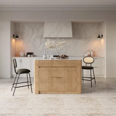 Homary 51" Kitchen Island Sintered Stone Top With Storage Natural Modern In Brown