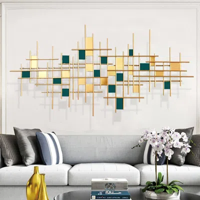 Homary 51.2" Modern Gold & Dark Green Metal Wall Decor Home Art For Living Room In Multi