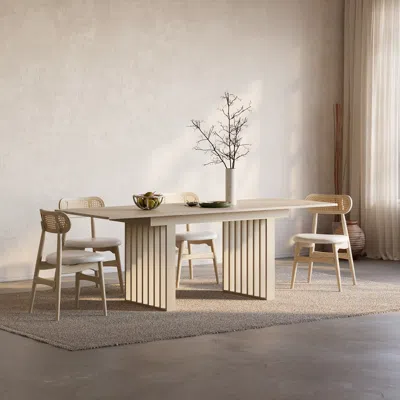 Homary 55"-87" Rectangle Extendable Dining Table For 8 Person Japandi Whitewash Dining Room Table