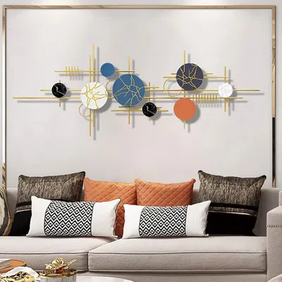 Homary 59" Modern Geometric Metal Wall Decor In Multi-color Overlapping Wall Background Art