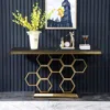 Homary 59" Modern Rectangle Black Marble Console Table Narrow Entryway Table In Multi