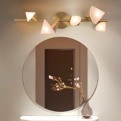 Homary 5-light Modern Gold Bathroom Vanity Led Wall Light Fixtures With White Shade