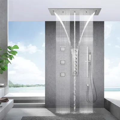 Homary 6 Functions Modern Thermostatic Massage Shower System Remote Controlled Shower Fixture With Led In C In Gray