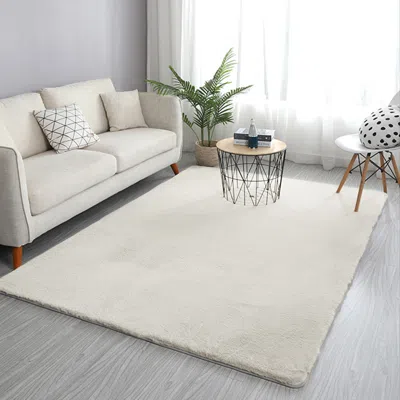 Homary 6' X 9' Beige Shag Faux Rabbit Fur Fluffy And Thick Rectangle Area Rug For Living Room In Gray