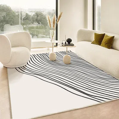 Homary 6' X 9' Multipurpose Rectangular Contemporary Low-key Black & White Area Rug In Neutral