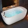 Homary 66.7" Rectangular Jacuzzi Bathtub Acrylic With Jetted Massage & Led-lit Waterfall Pillow Modern In White