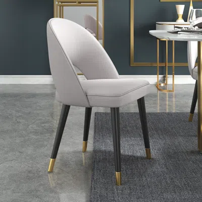 Homary 6-pieces Velvet Dining Chair Upholstered Modern Light Gray Dining Room Chairs In White