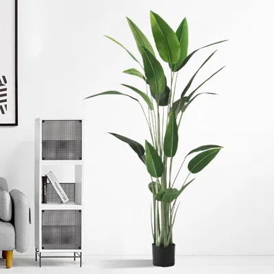 Homary 70.9" Artificial Canna Tree 1 Piece Faux Plastic Indoor & Outdoor Plant In Green