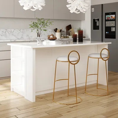 Homary 70.9" Kitchen Islands Sintered Stone White Modern With Storage Kitchen Cabinet