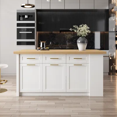Homary 70.9" Kitchen Islands With Multi-storage Natural & White Modern Kitchen Cabinet