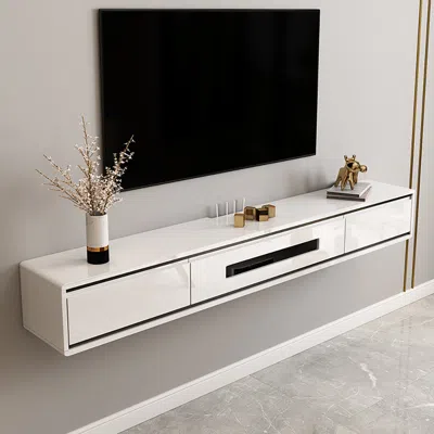 Homary 70.9" White Smooth Tv Stand Postmodern Minimalist Floating Media Console With Storage