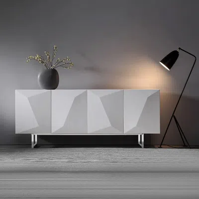 Homary 71" Sideboard With 4 Doors Adjustable Shelves Modern White Buffet Kitchen Cabinet In Gray