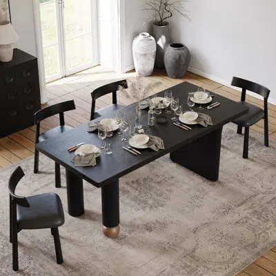 Homary 71" Wood Rectangular Dining Table With Seats 6-8 People In Black