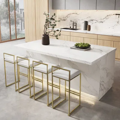Homary 72" Kitchen Lsland Wood Storage Kitchen Cabinet With Light Japandi White