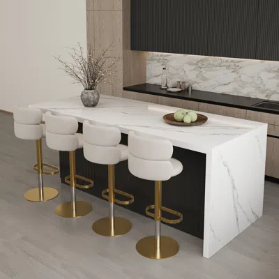 Homary 72" Large Kitchen Island Marble Veneered Top With Storage Black Modern Kitchen Cabinet In White