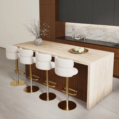 Homary 72" Large Kitchen Island Marble Veneered Top With Storage Walnut Modern Kitchen Cabinet In Neutral