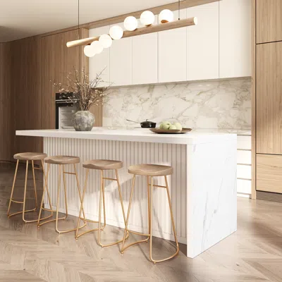 Homary 72" Large Kitchen Island Marble Veneered Top With Storage White Kitchen Cabinet